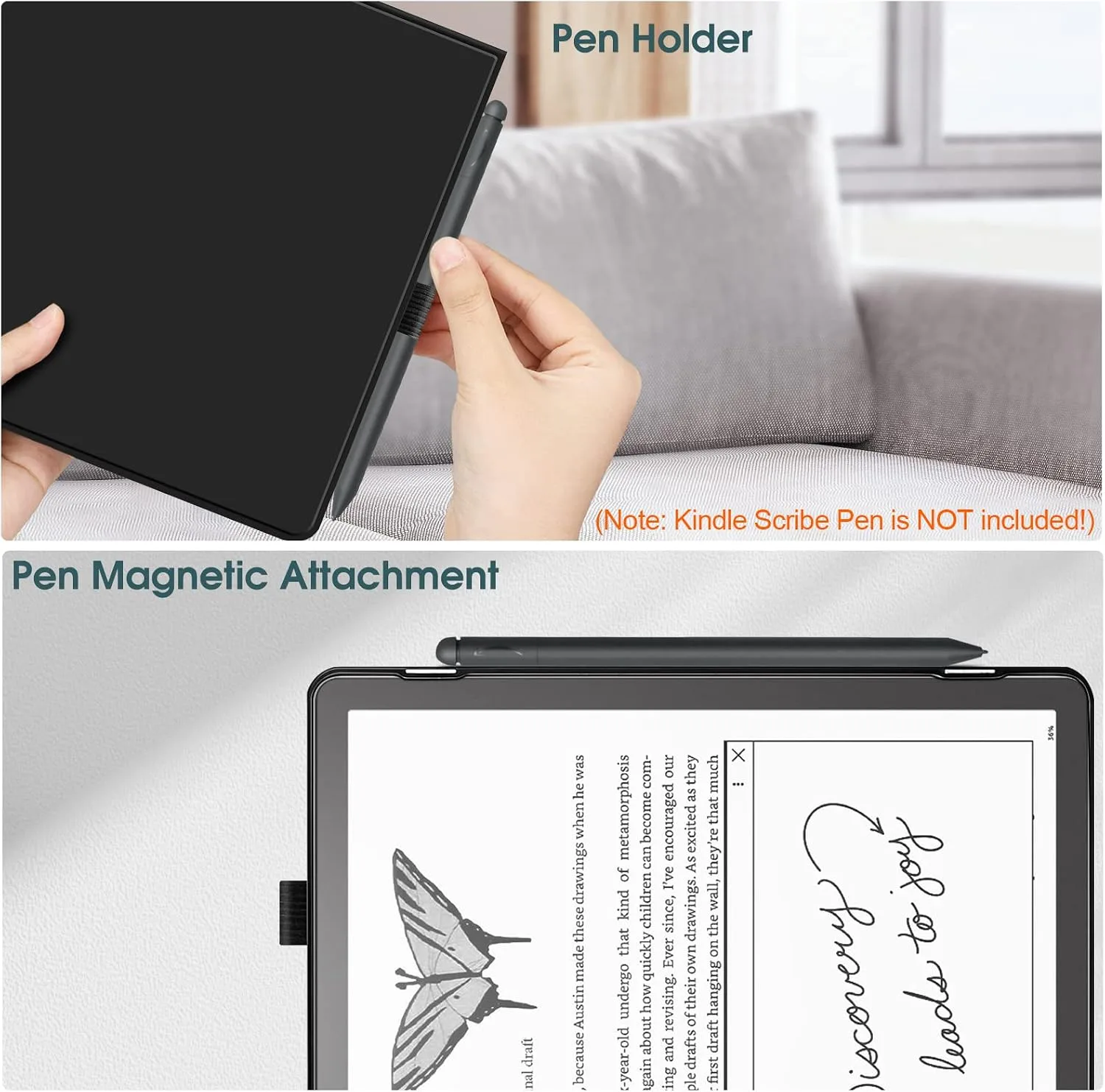 Fintie Slimshell Case for 10.2" Kindle Scribe 2024/2022, Black