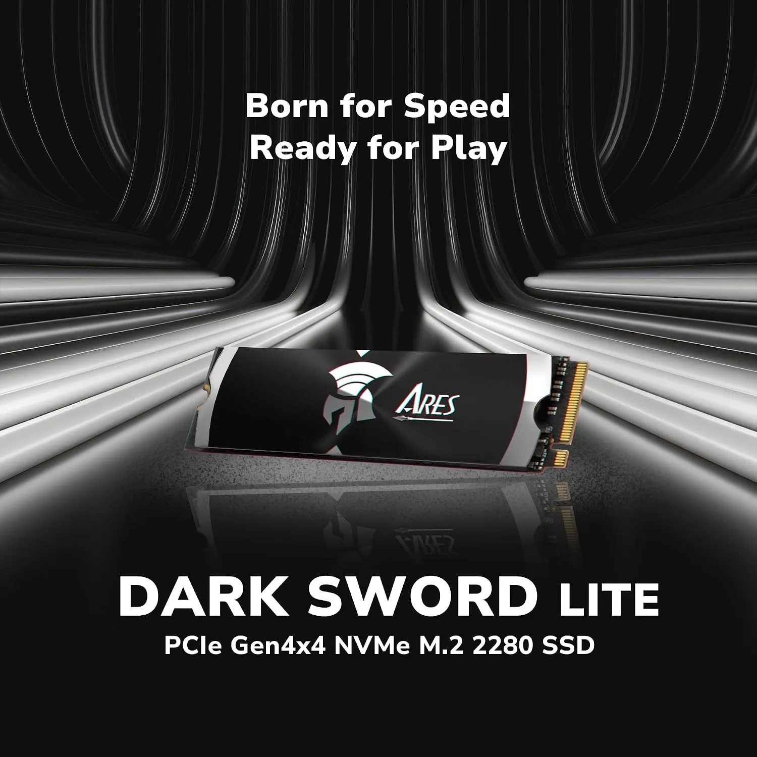 DATO Gen4 SSD with Heatsink 1TB NVMe PCIe 4.0 M.2 2280 Up to 7200/6850MB/s High Performance SSD for Gaming Creation – Ares Dark Sword Lite