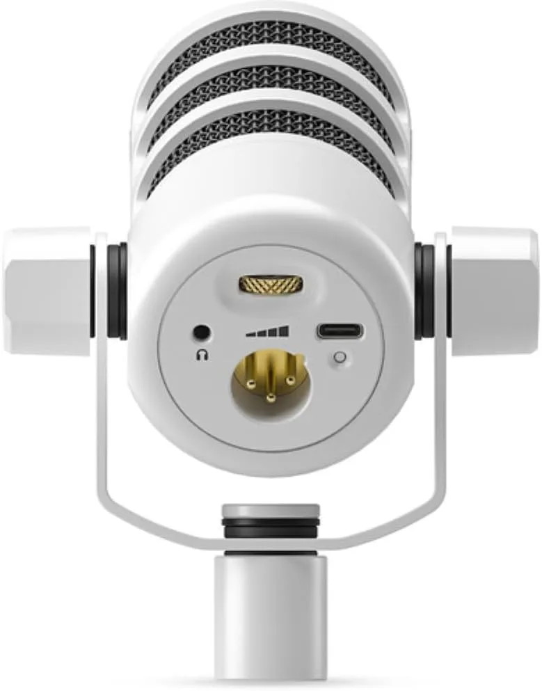 Rode PodMic USB and XLR Dynamic Podcasting Microphone | White Bundle with Pop Filter + Desktop Microphone Stand + XLR Cable + Cleaning Cloth (5 Item)