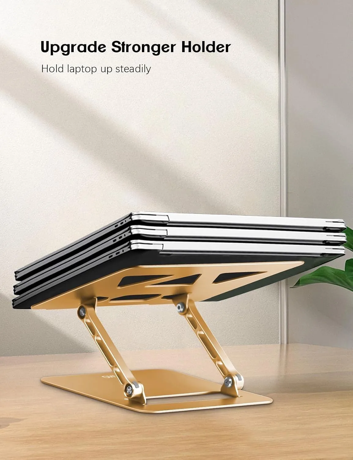 Aoviho Adjustable Laptop Stand for Desk,Portable Laptop Stand Holder and Riser,Foldable Aluminum Notebook Computer Stands for MacBook Air Pro HP Lenovo Dell Samsung Chromebook, 10-15.6 inch, Gold