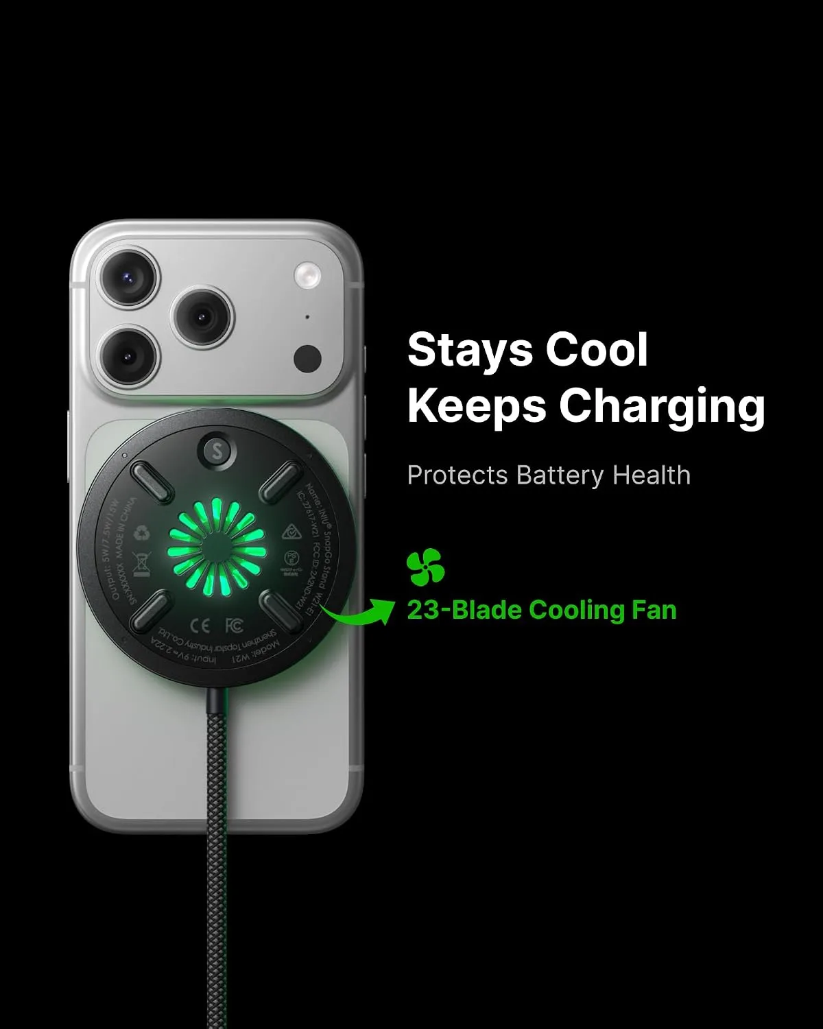 INIU Magnetic Wireless Charger, Qi2 15W Fast Charging Pad Travel Charger