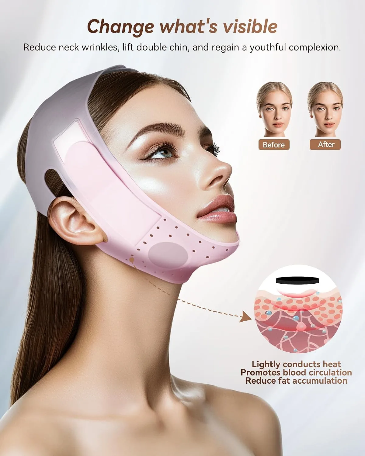 Reusable V-Line Sculpting Face Mask,Silicone Chin Strap for Jawline