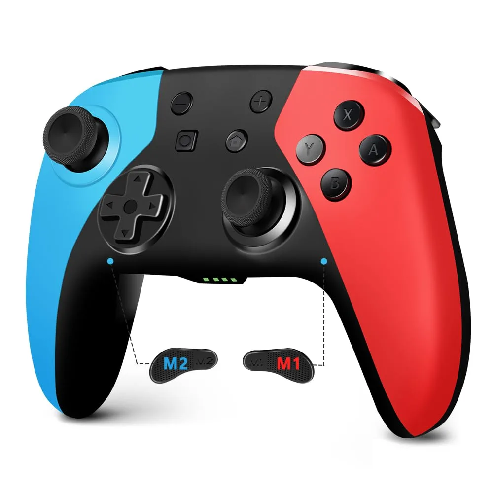 Mando inalámbrico AceGamer Pro para Nintendo Switch 2/Switch/Lite/OLED y PC Bluetooth rojo y azul