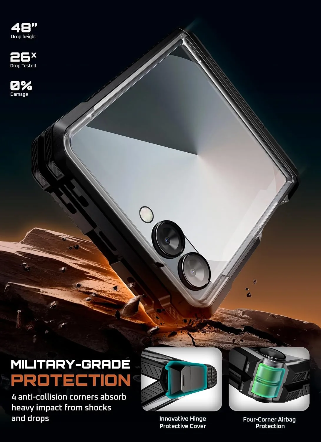 SUPCASE for Samsung Galaxy Z Flip 7 Case, Compatible with MagSafe, Black
