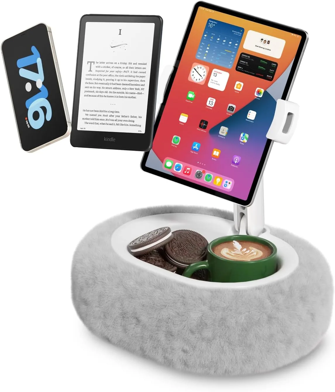 Soporte para tablet Viozon modelo Pillow Stand compatible 4-11 pulgadas color gris