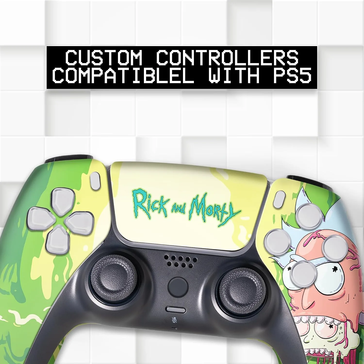 Riccky Mortty Custom PS-5 Controller Wireless compatible with Play-Station 5 Console by BCB Controllers | Proudly Customized in USA with Permanent HYDRO-DIP Printing (NOT JUST A SKIN)