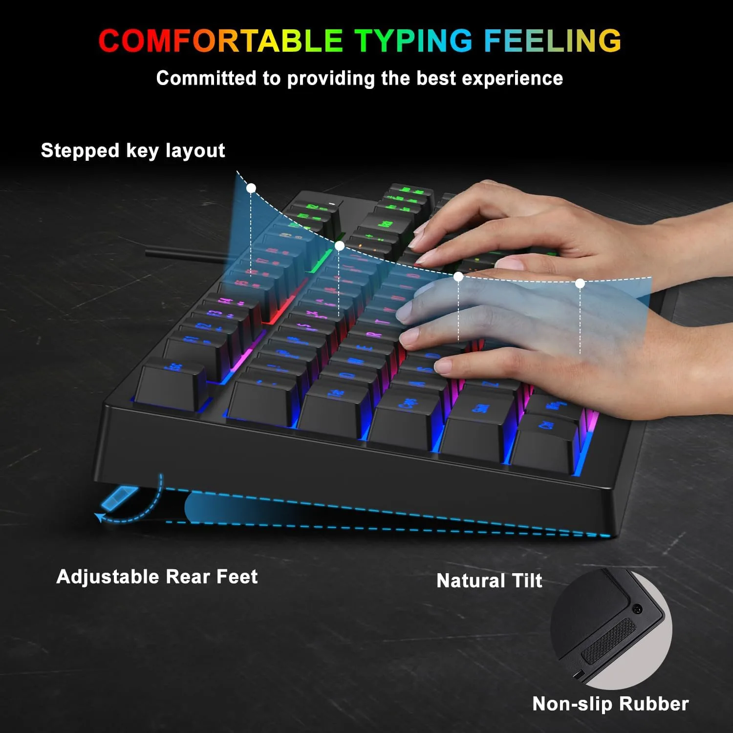 RGB 87 Keys Gaming Keyboard and Backlit Mouse Combo,BlueFinger USB Wired Rainbow Keyboard,Gaming Keyboard Set for Laptop PC Computer Game and Work