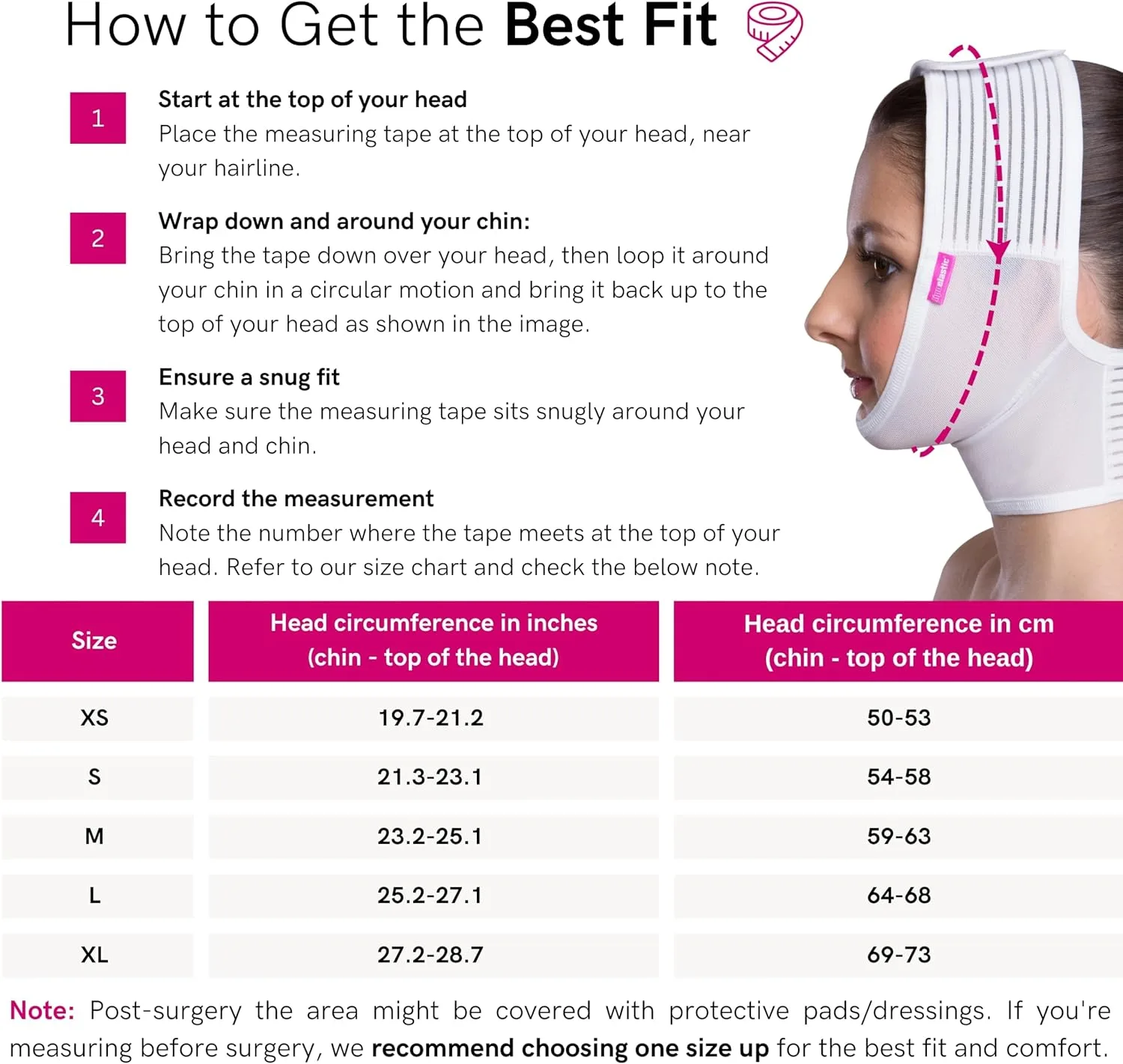 LIPOELASTIC- FM extra- Post Surgical Chin and Neck Lifting Compression Mask for Women and Men with Velcro fastener