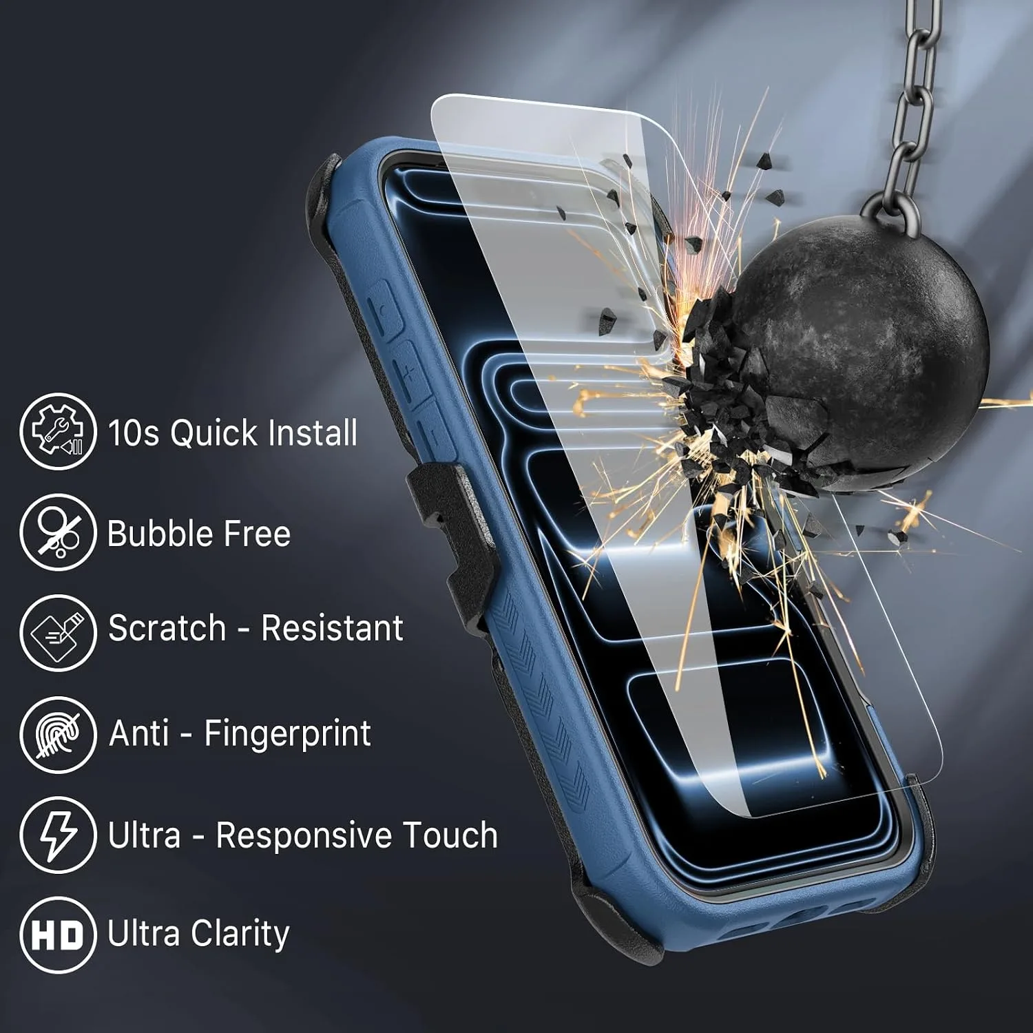 M MYBAT PRO Maverick Series Case for iPhone 17 Pro Max w Belt Clip Holster Blue