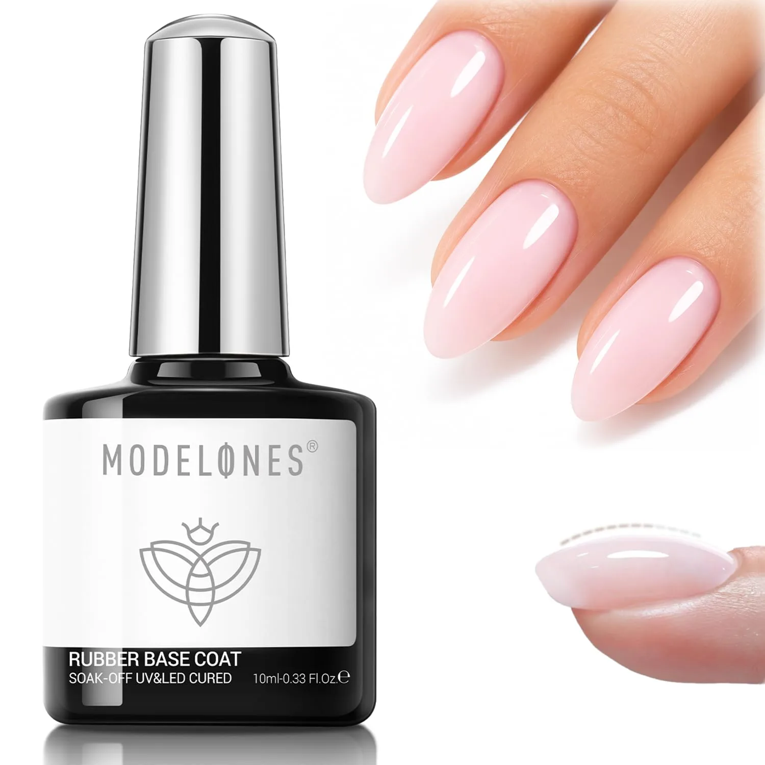 modelones Milky Pink Builder Nail Gel Rubber Base Coat Soap Nails