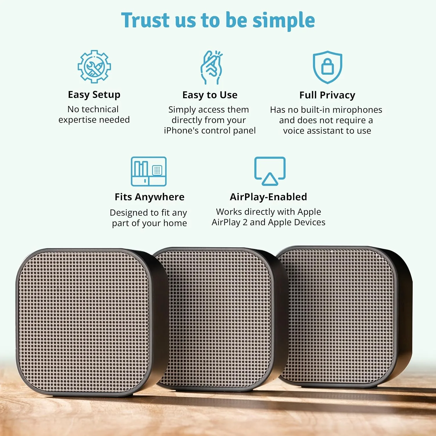 Dio Node Multiroom Wi-Fi Home Speakers (3-Pack), Works with Apple AirPlay 2 and Other Apple Devices, Immersive Sound System, Easy to Connect, Spotify Player