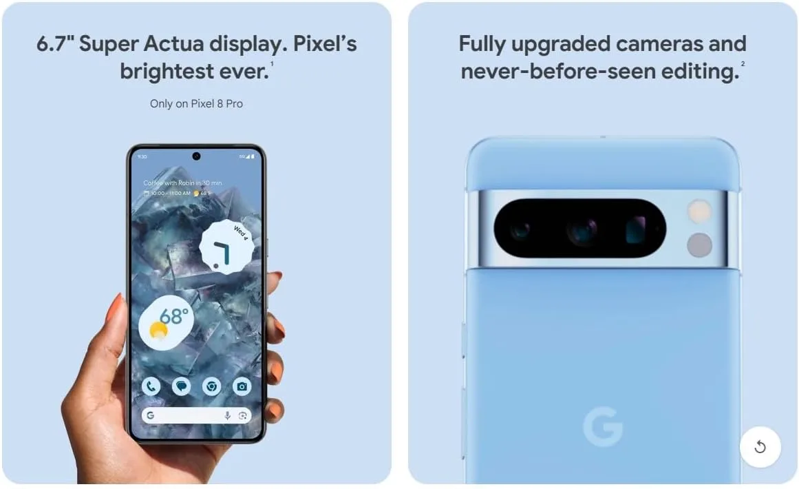 Google Pixel 8 Pro, 128GB, Obsidian - Locked to AT&T (Renewed)