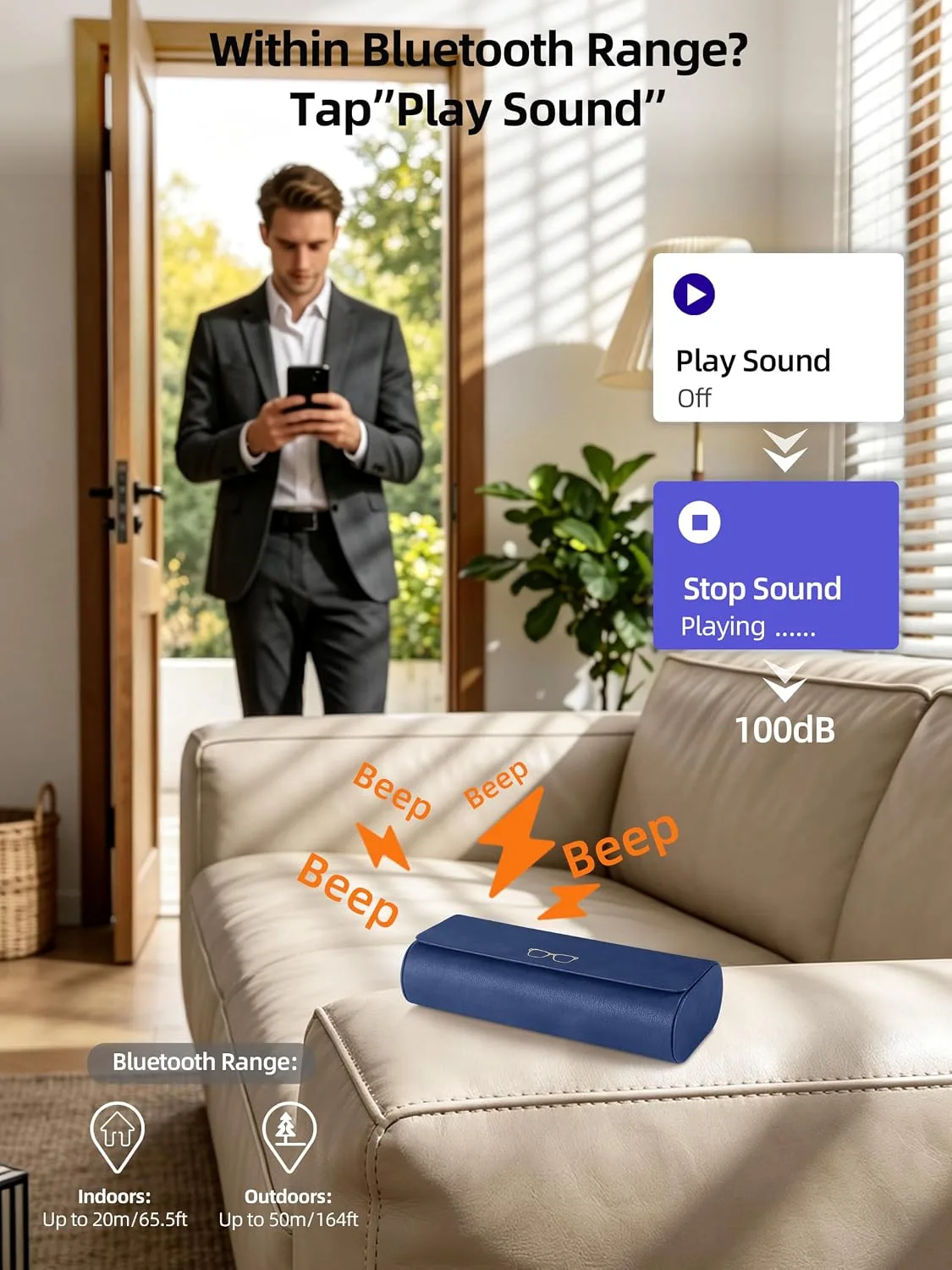 ExtreLife Smart Glasses Case, Works with Apple Find My, Rechargeable