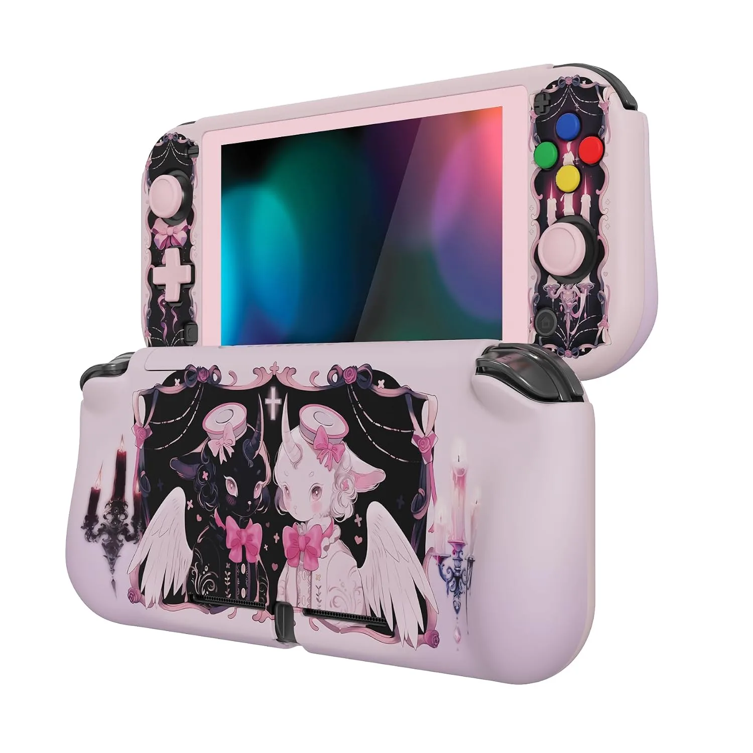 PlayVital ZealProtect Halloween Protective Case for Nintendo Switch Lite, Ergonomic Grip Cover - Durable Comfort Anti-Slip Anti-Scratch with Screen Protector & Thumb Grip Button Caps, Darkling Sheep