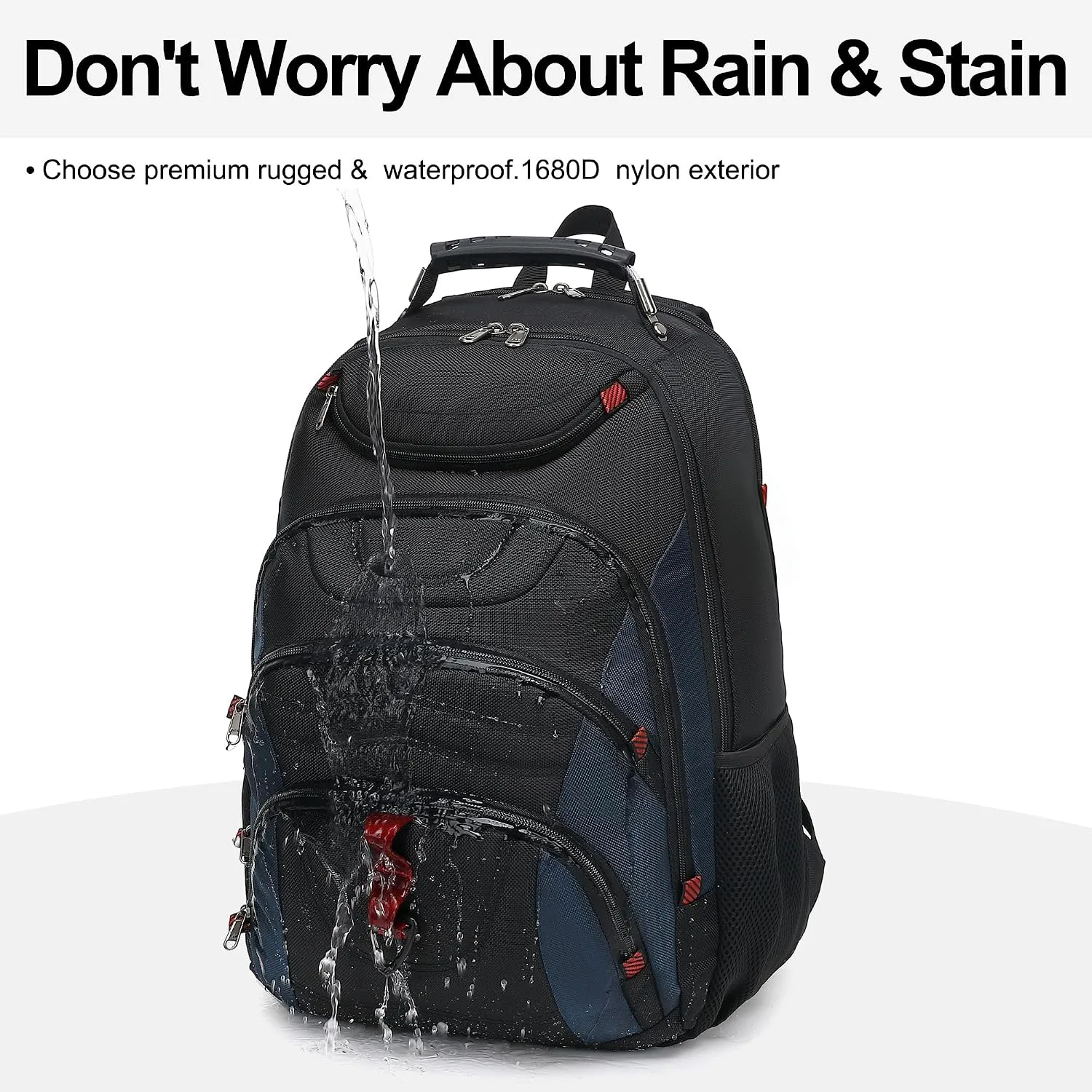 Boavan Laptop Backpack for men, 17.3 inch Laptop Bag with USB Port, Waterproof Travel Work Backpack Purse, Anti-Theft Teacher Nurse Doctor Casual Bookbags Office Business backpack，Black&Classic Navy