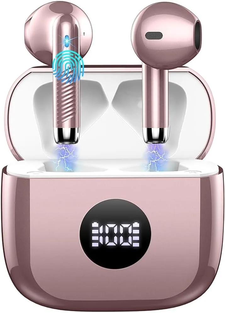 Wireless Earbuds, Bluetooth 5.4 Ear Buds, LED Power Display, 6D Bass Stereo