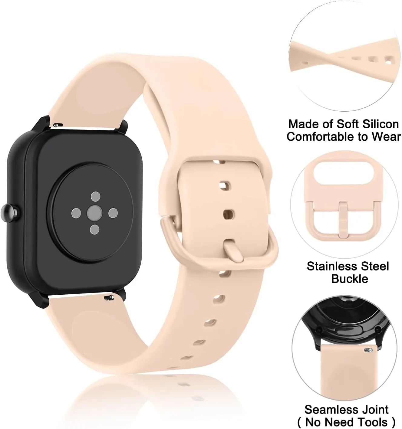 AK Band for Amazfit GTS 4 / GTS 4 Mini / GTS 3 / GTS 2 / GTS 2e / GTS 2 mini / GTS / GTR mini Bands, 20mm Soft Replacement Sport Strap for Amazfit Bip 3 / Bip 3 Pro / Bip U Pro / Bip / Bip Lite / Bip S / Bip S lite / Bip U Smart Watch Women Men