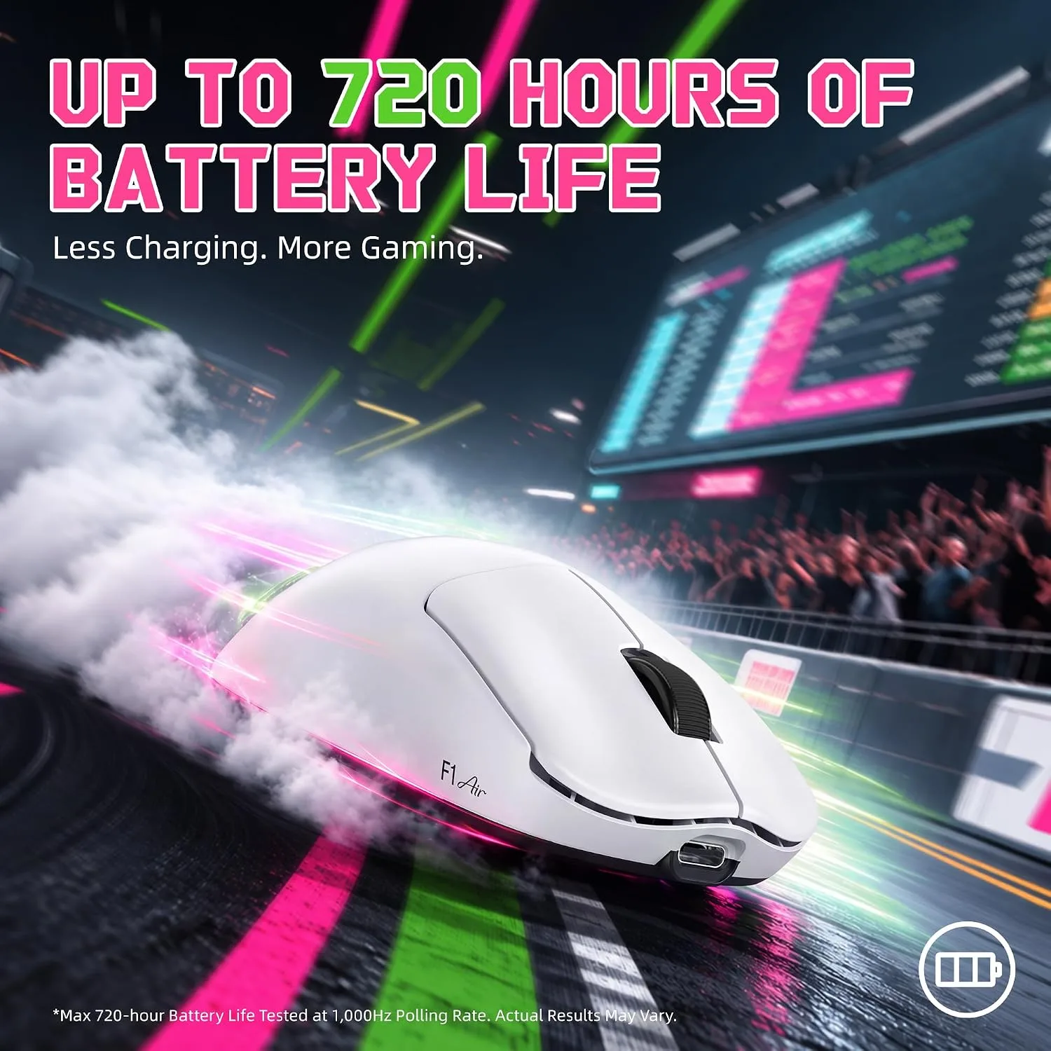 ATTACK SHARK F1AIR Lightweight Wireless Gaming Mouse - White