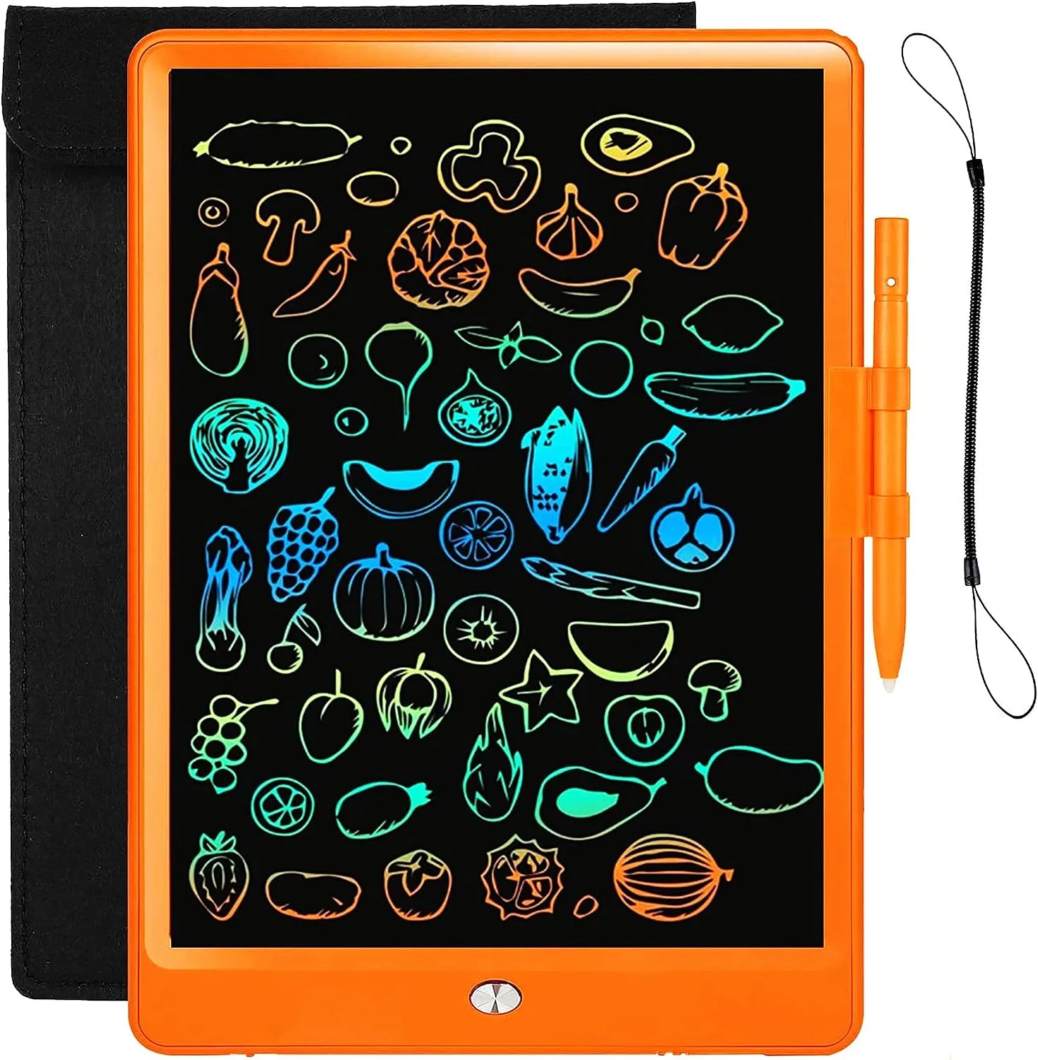 LCD Writing Tablet with Bag for Kids, 10 Colorful Screen Drawing Board Doodle Pad Learning Educational Toy - Gift for 3-6 Years Old Boy Girl (Orange)