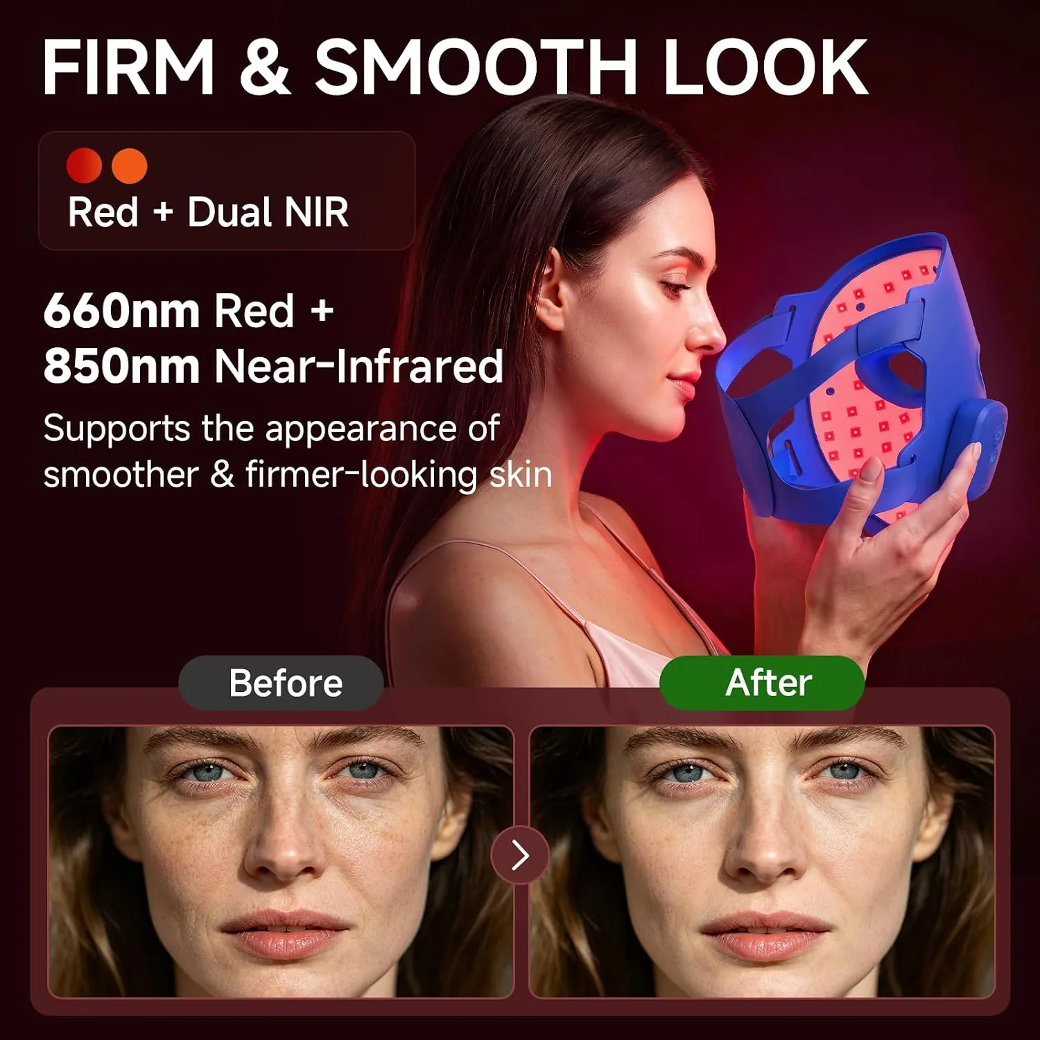 Red Light Therapy for Face 4-Mode LED Mask 336 LEDs Wireless Remote Blue