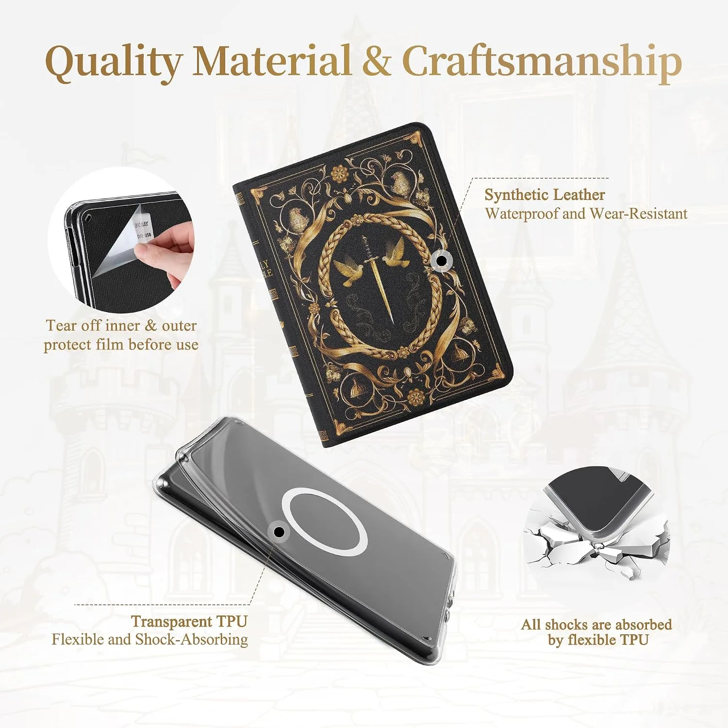 Magnetic Book Cover Case for 7'' Kindle Paperwhite & Colorsoft