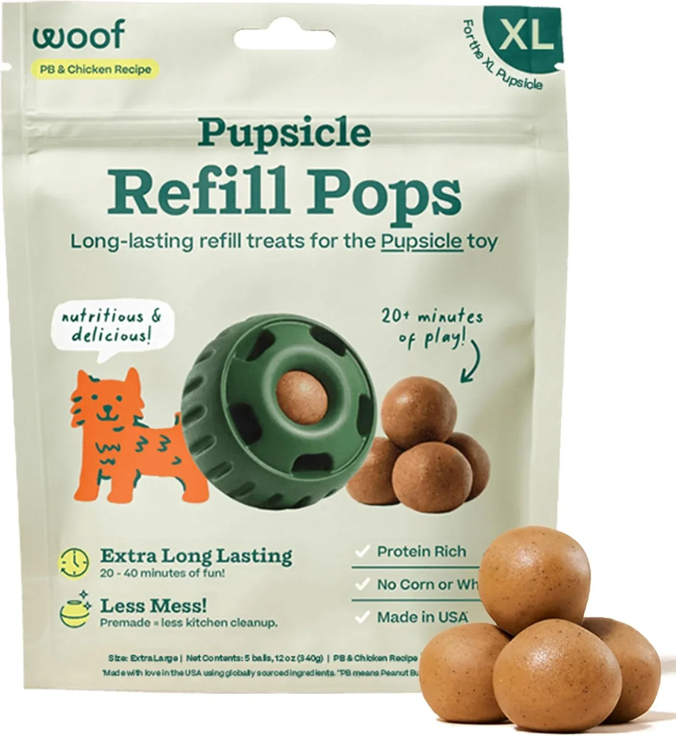 Snack para Perros Woof Pupsicle Refill Pops Pollo XL 5 Unidades