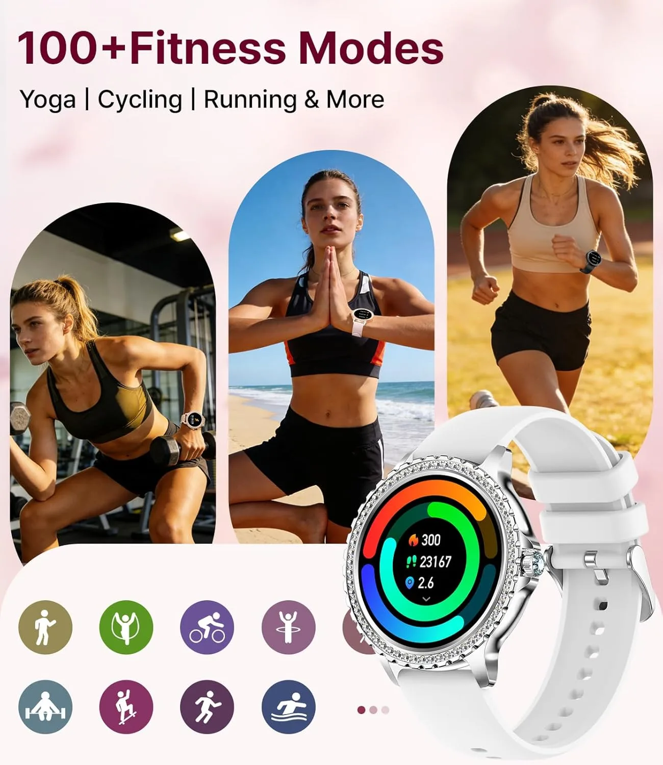 LIGE Smart Watches for Women,1.32" HD Fitness Tracker Watch with Answer/Make Call,AI Voice Control,Heart Rate/Calories/SpO2 Monitor 100+ Sport Modes Ladies Smart Watch for Android iOS (Silver-A)