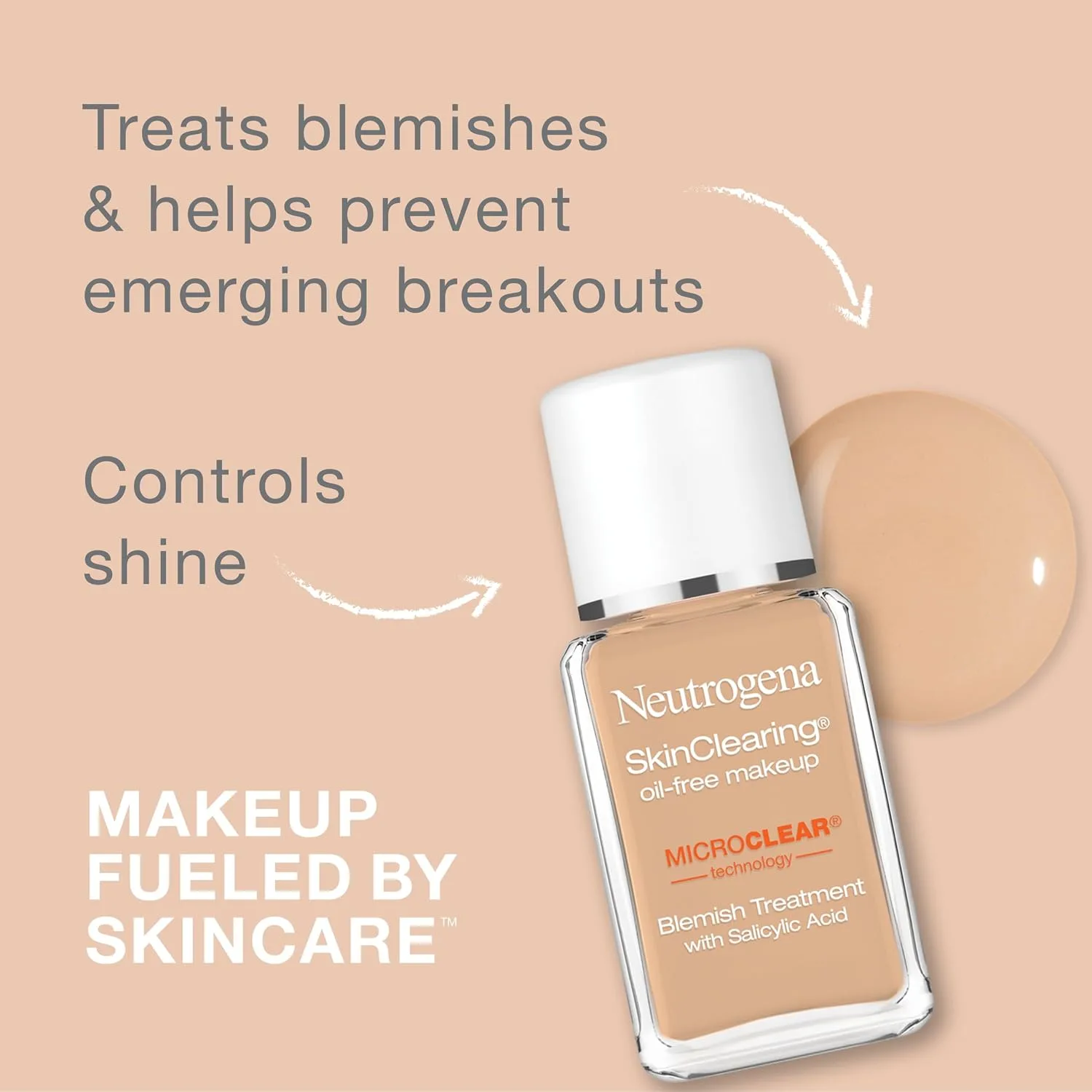 Neutrogena SkinClearing Liquid Foundation, 10 Classic Ivory, 1 fl oz
