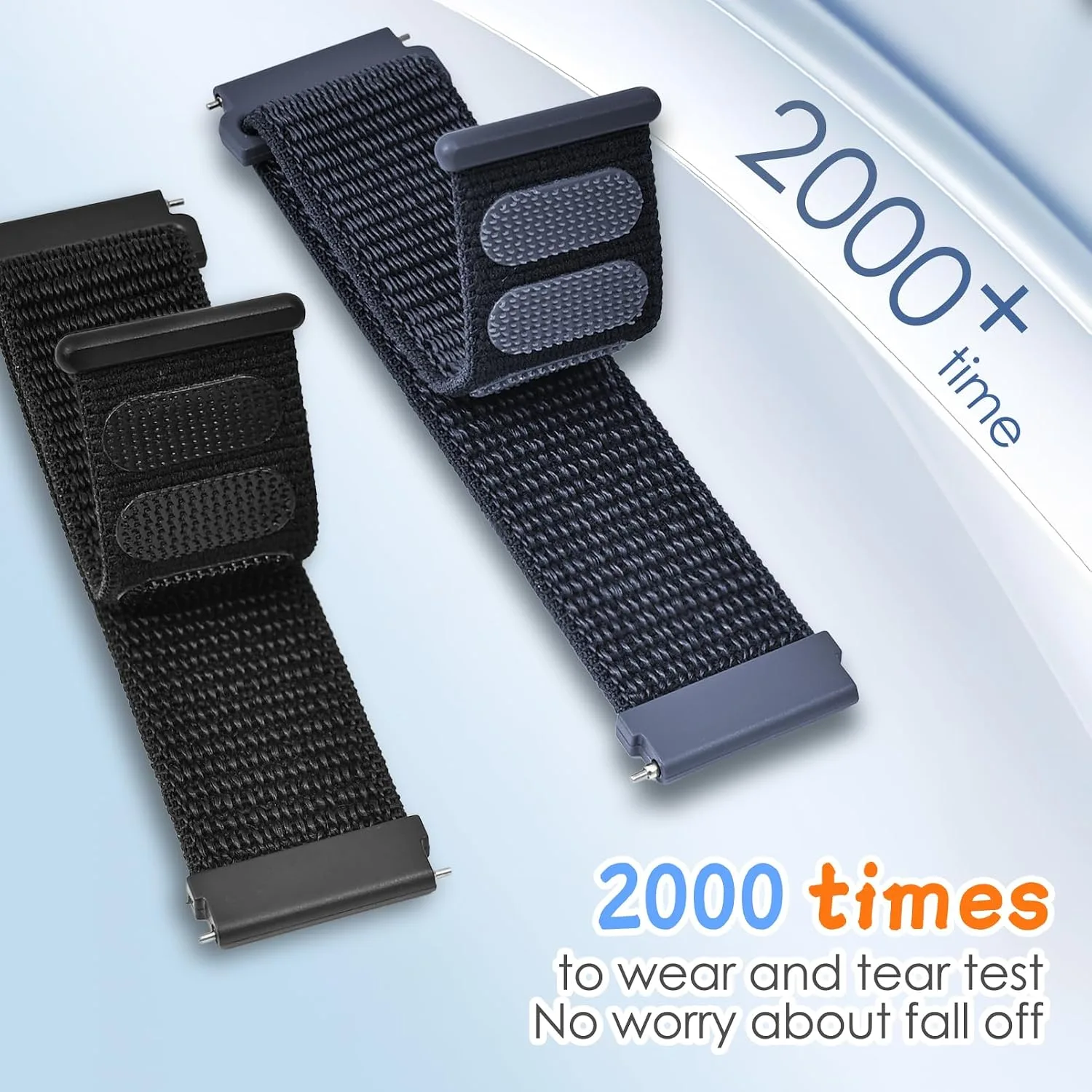 HSWAI 2 Pack Nylon Loop Strap Compatible with BIGGERFIVE Brave 2 Watch Band, Quick Release Sport Soft Adjustable Breathable Strap Wristband Replacement for Brave BW01/BW02