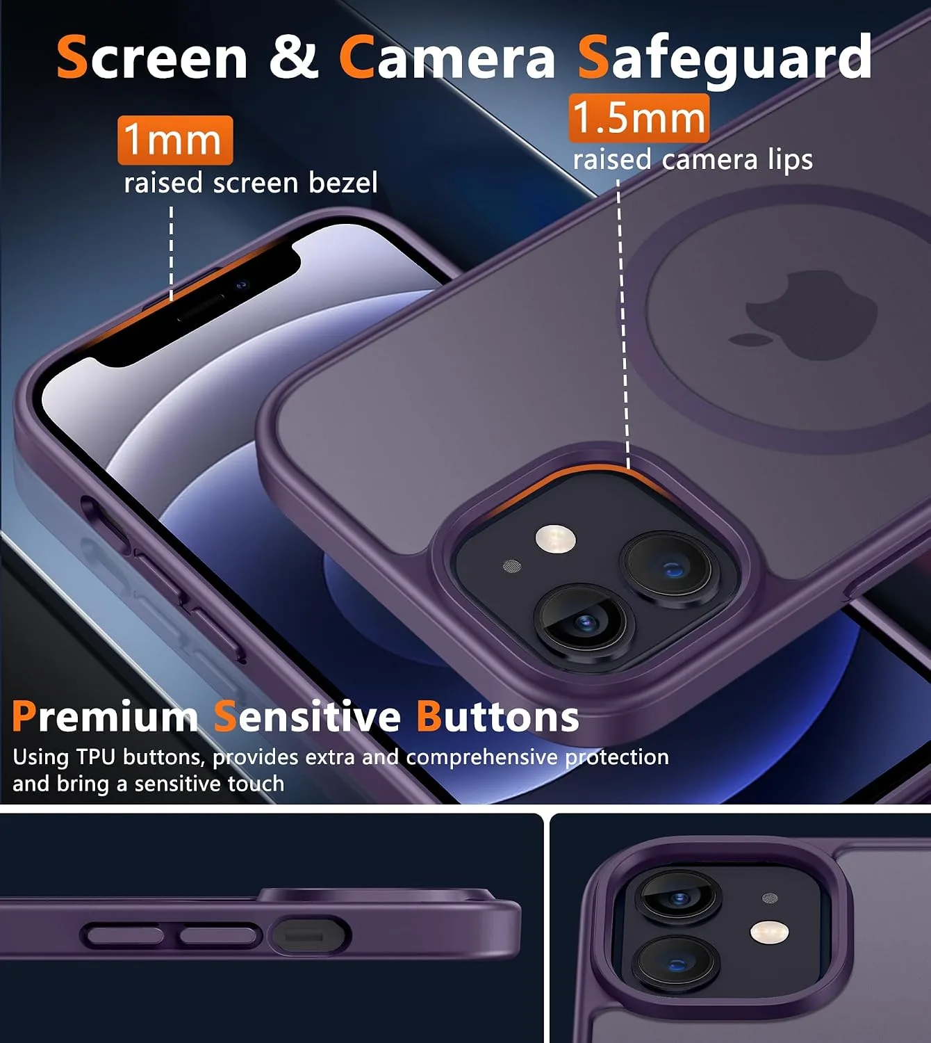 FNTCASE for iPhone 12 / iPhone 12 Pro Case Fit for MagSafe Purple