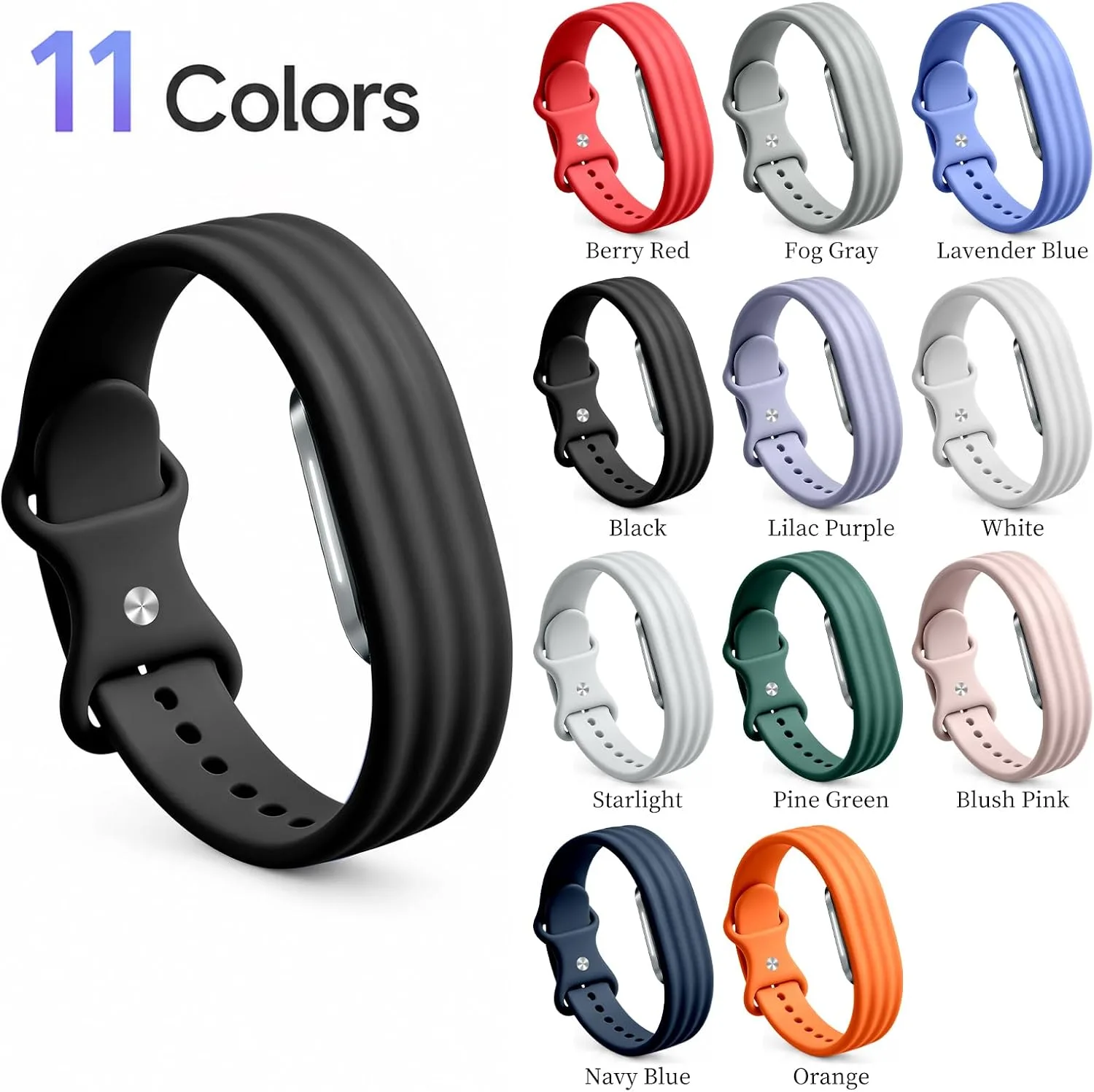 3 Pack Silicone Sport Band Compatible with Hume Band 2.0 Fitness Tracker,Soft Silicone Replacement Adjustable Sweatproof Wristband for Hume 2.0 Band, Running, Workout & Daily Wear for Women Men