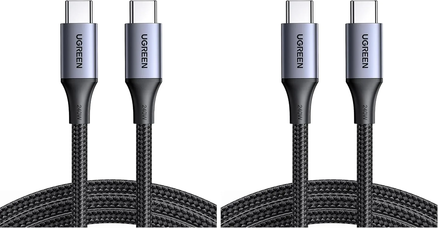 UGREEN 240W USB C to USB C Cable, Fast Charging USB C Cable for iPhone 17 Pro Max/16, Samsung Galaxy S25/S24, MacBook Pro/Air, iPad Pro/Air/Mini, Dell XPS, 6.6FT (Pack of 2)