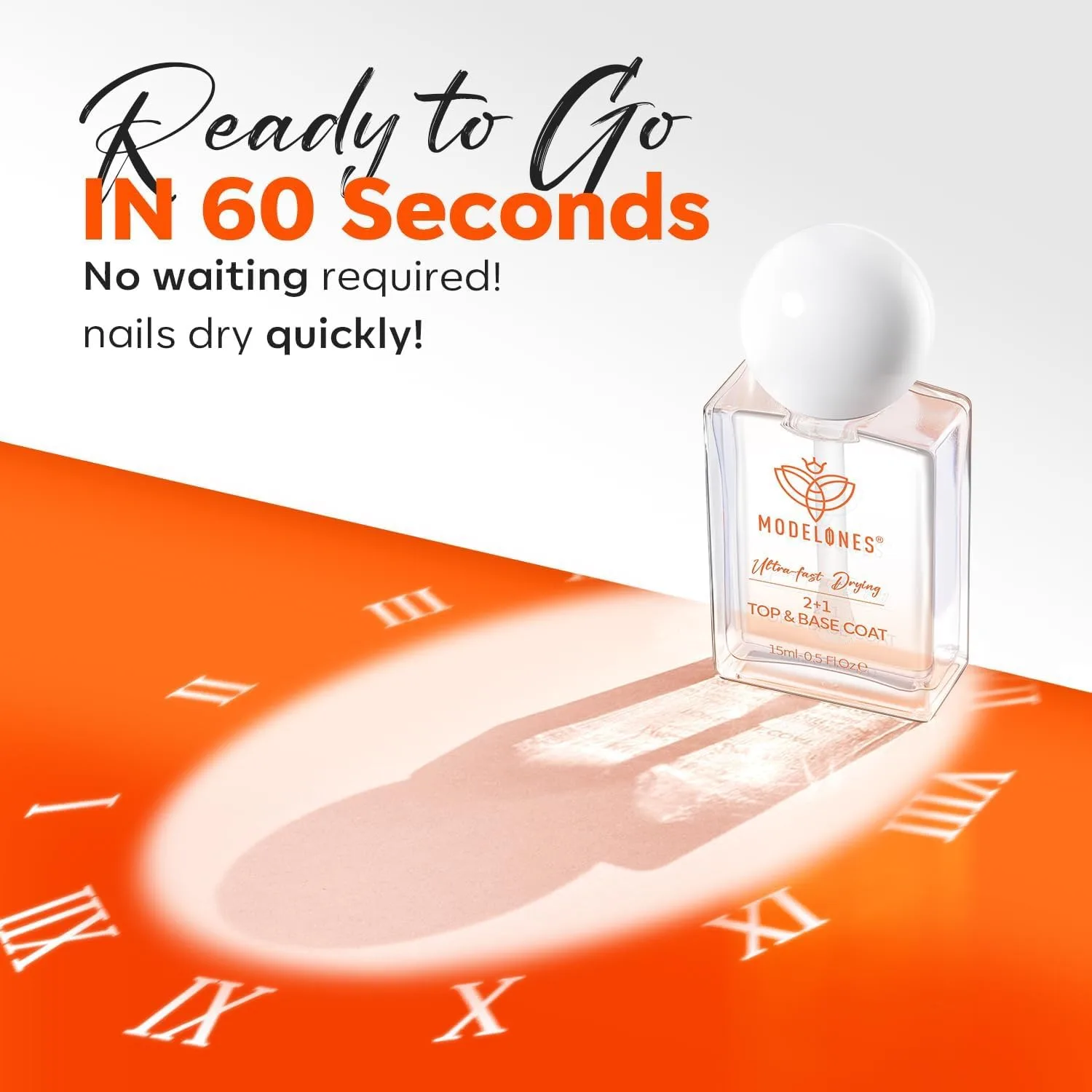 modelones 3-in-1 Nail Top & Base Coat, Quick Dry Long Lasting Shine