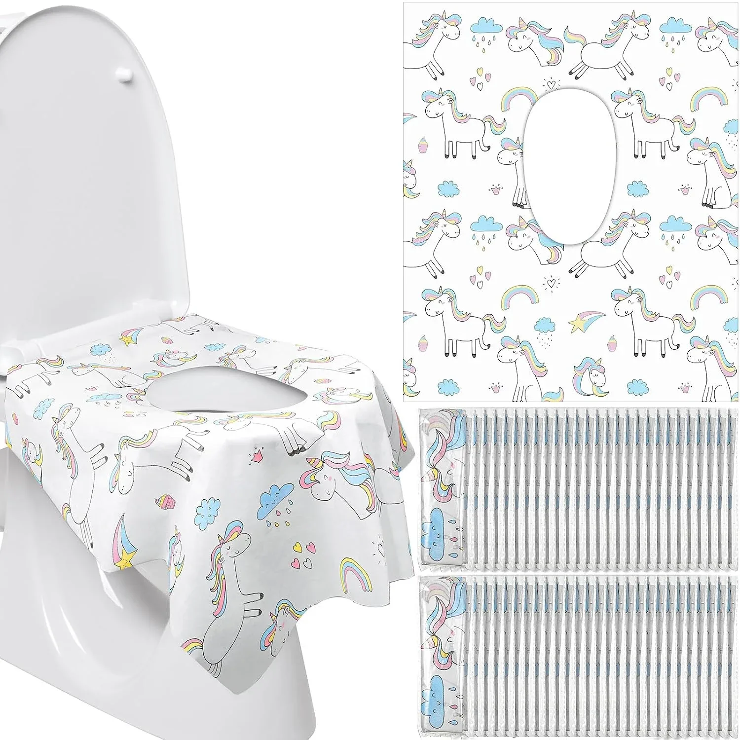 100 Pcs Toilet Seat Covers Disposable for Kids Toddler Extra Large Paper Potty Seat Cover Individually Wrapped Portable