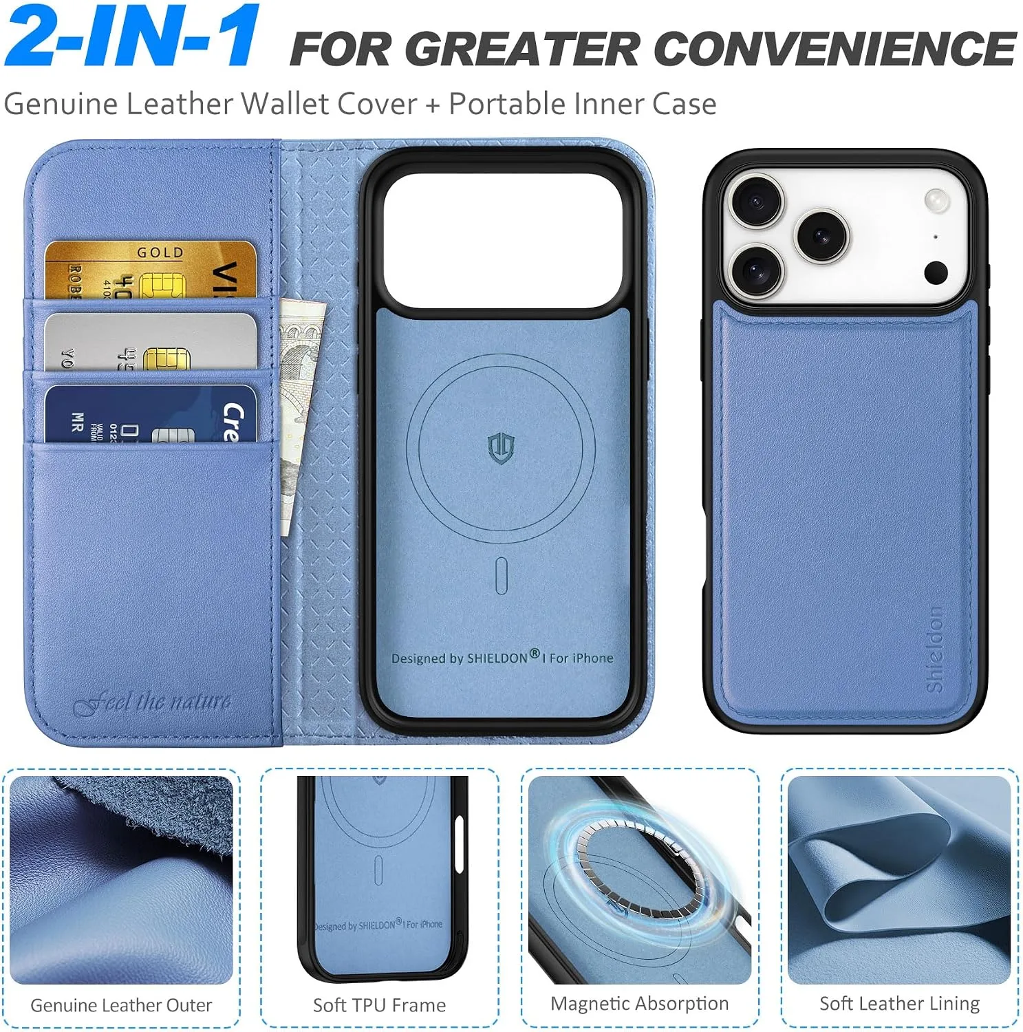 SHIELDON 2 in 1 Case for iPhone 18 Pro Max/17 Pro Max 6.9", Wisteria Purple