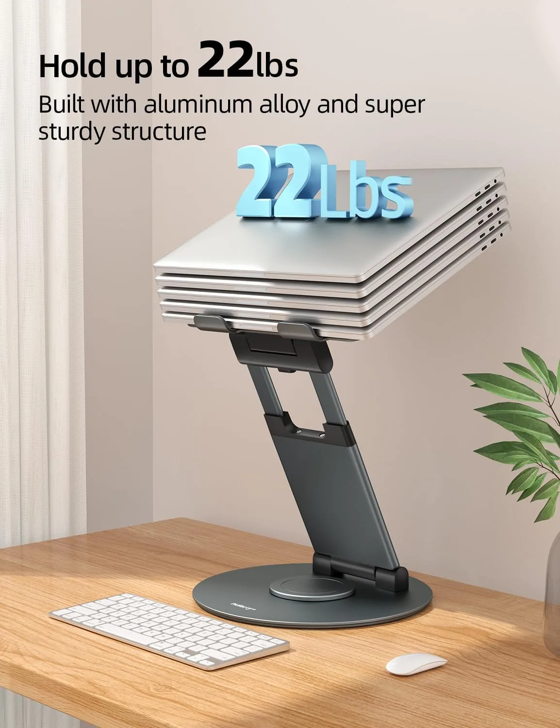 Nulaxy 18" Height Telescopic 360 Rotating Aluminum Laptop Stand Desk, Gray