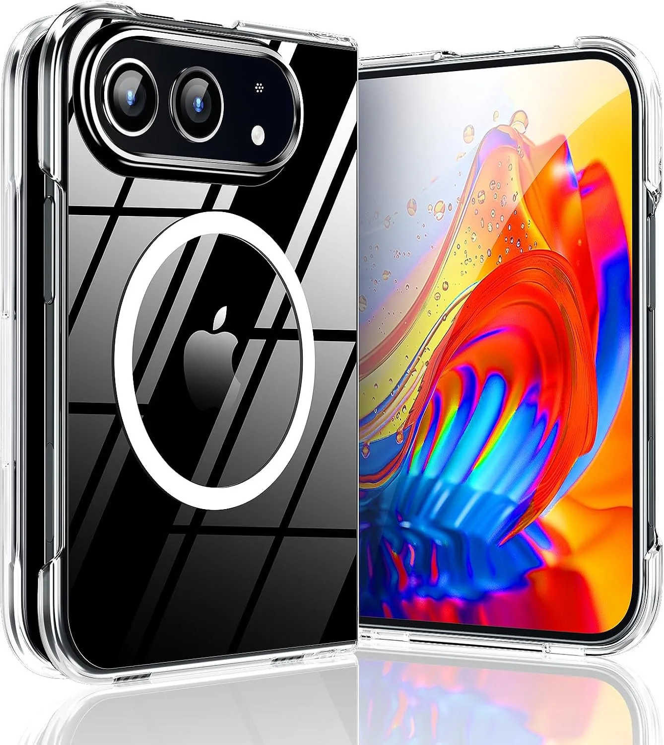 Magnetic Slim Designed for iPhone Duo Case[Compatible with MagSafe],Thin Finish Skin Hard Back Case [Non Yellowing] Ultra Protective Fit Cover with Camera Protection 7.6 Inch (Clear)
