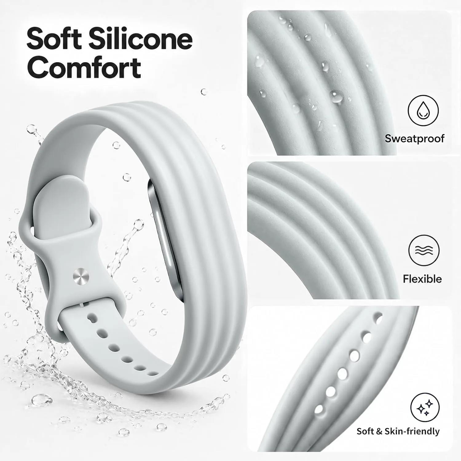 3 Pack Silicone Sport Band Compatible with Hume Band 2.0 Fitness Tracker,Soft Silicone Replacement Adjustable Sweatproof Wristband for Hume 2.0 Band, Running, Workout & Daily Wear for Women Men
