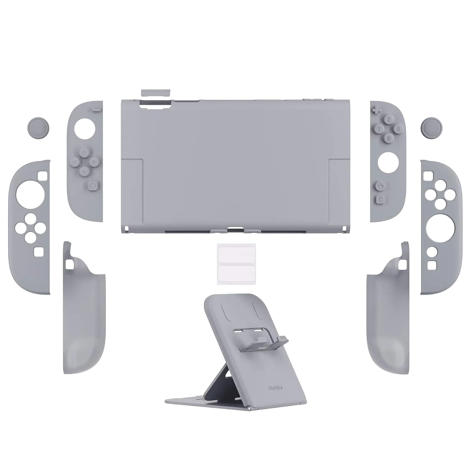 PlayVital Hard Case for Nintendo Switch 2 with Extra Stand & Thumb Grip Caps | Split Design, Dockable Protective Full-Body Shell Cover for Nintendo Switch 2 | Solid Color Series, New Hope Gray