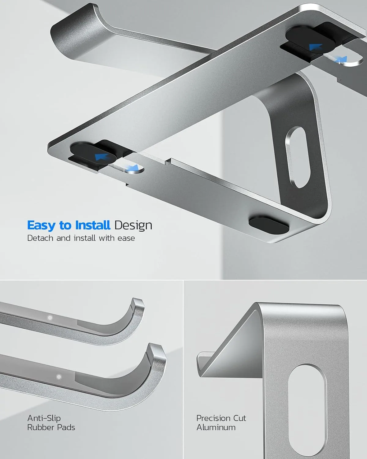 Nulaxy Full Aluminum Laptop Stand, Stable Support to 22 lbs, Silver