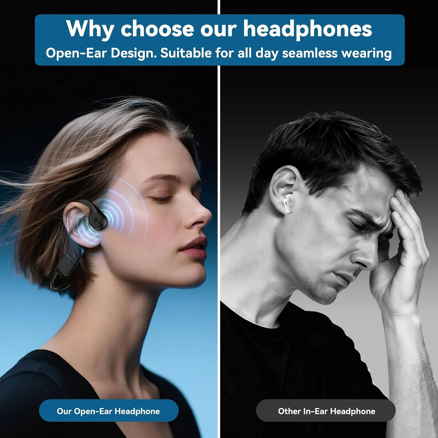 Fanisic Bone Conduction Headphones, Bluetooth 6.0 Open Ear Headphones with Mic, Type-C Quick Charge. Long Battery Life, IPX5 Sweatproof, Lightweight Comfortable for Office, Sports, and Driving(Black)