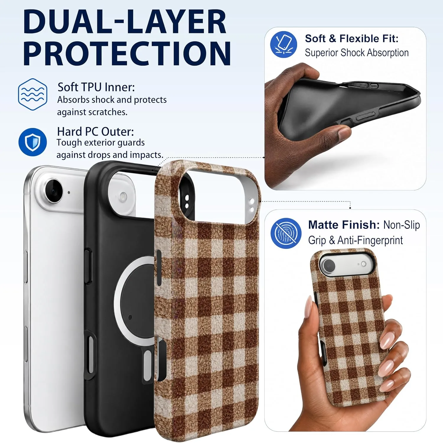 Magnetic for iPhone 17 AIR Chic Fall Brown Gingham Phone Case