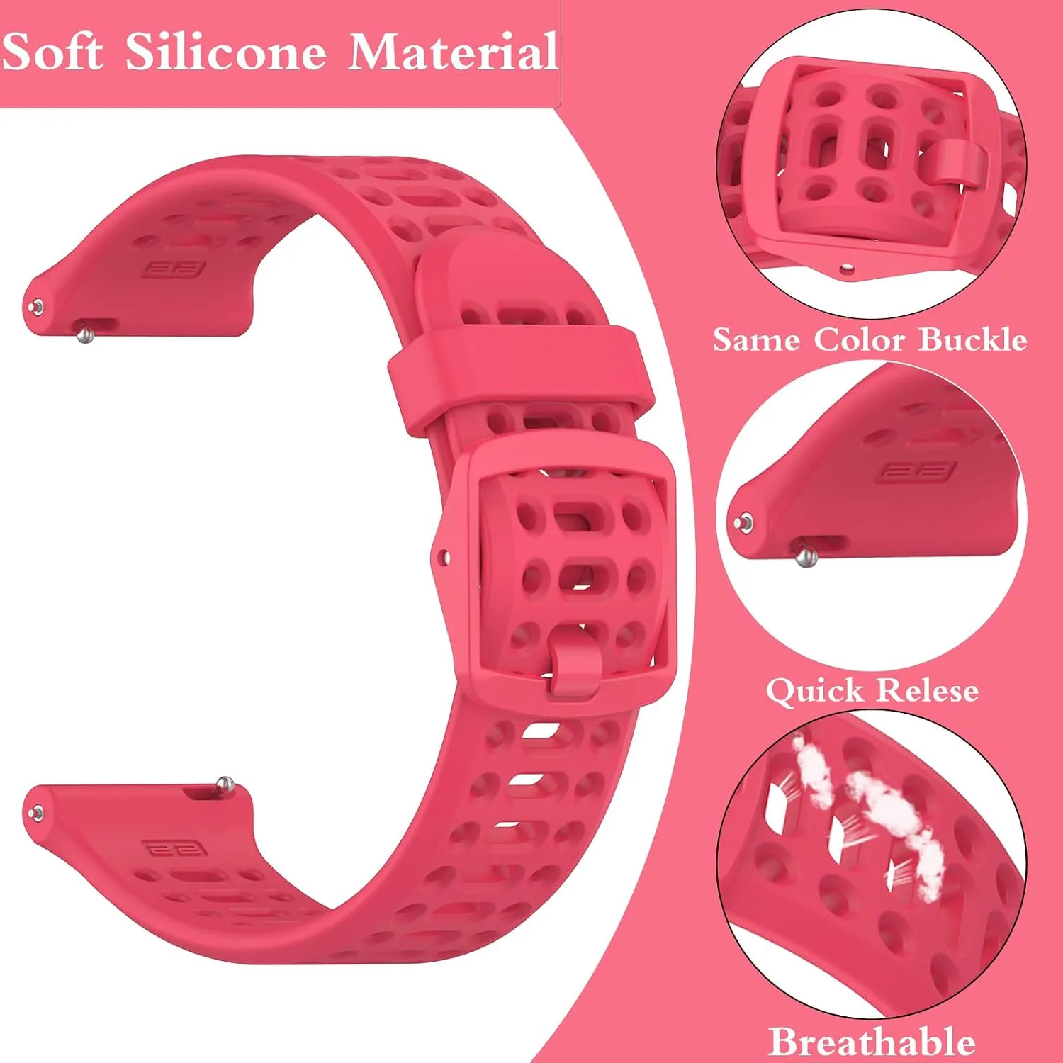 20mm 22mm Sport Silicone Bands for COROS PACE 4/3/APEX 2 Pro/PACE 2