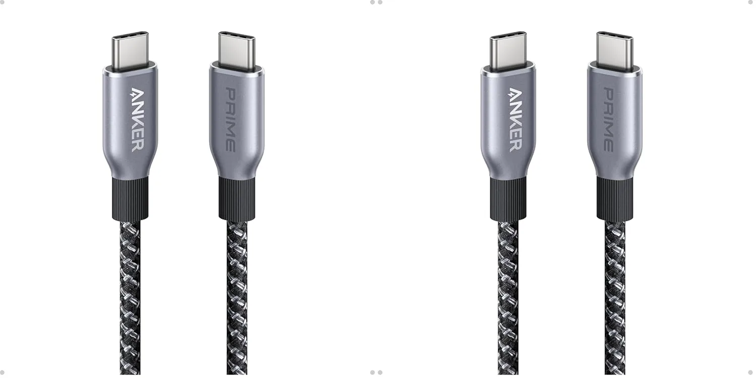 Anker Prime USB C to USB C Cable, 240W Fast Charging Cord, Upcycled-Braided Nylon with 100-Year Bend Durability for iPhone 17 Series, MacBook, Galaxy S24(3 FT) (Pack of 2)