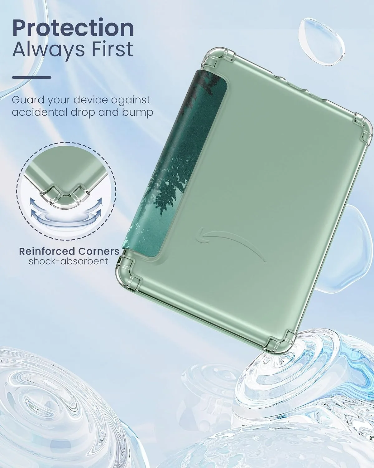 MoKo Case for 6" Kindle Basic 11th Generation (2024/2022), Green Forest