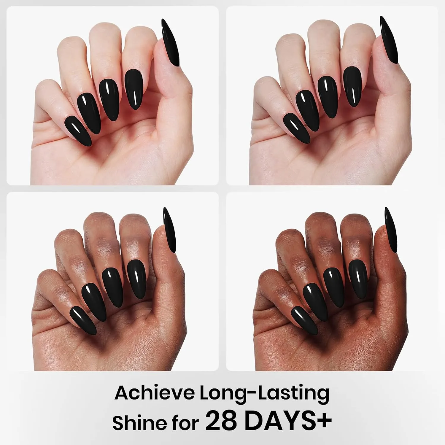 Beetles No Wipe Gel Top Coat Base Coat & Black Gel Nail Polish 3Pcs 15ml