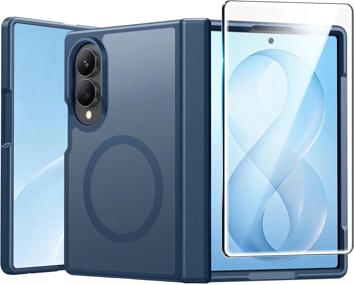 Carcasa Fntcase para Samsung Galaxy Z Fold 8 Azul compatible con MagSafe