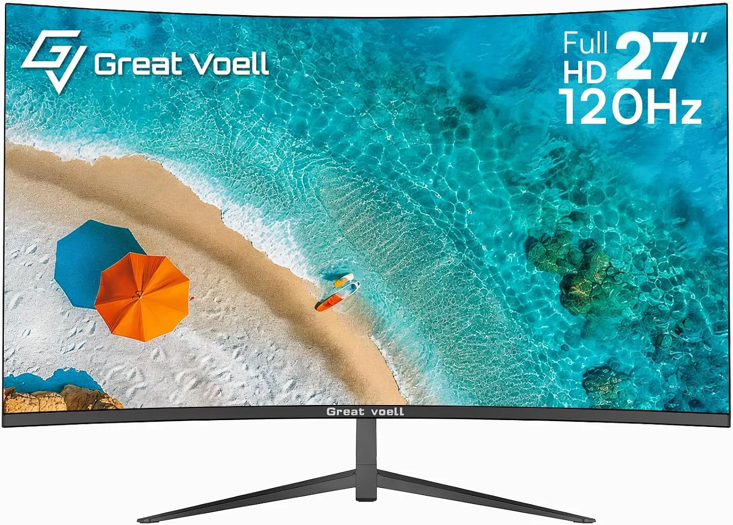 Great voell 27 Inch Curved Monitor, 120Hz FHD VA Display Home Office, HDR10