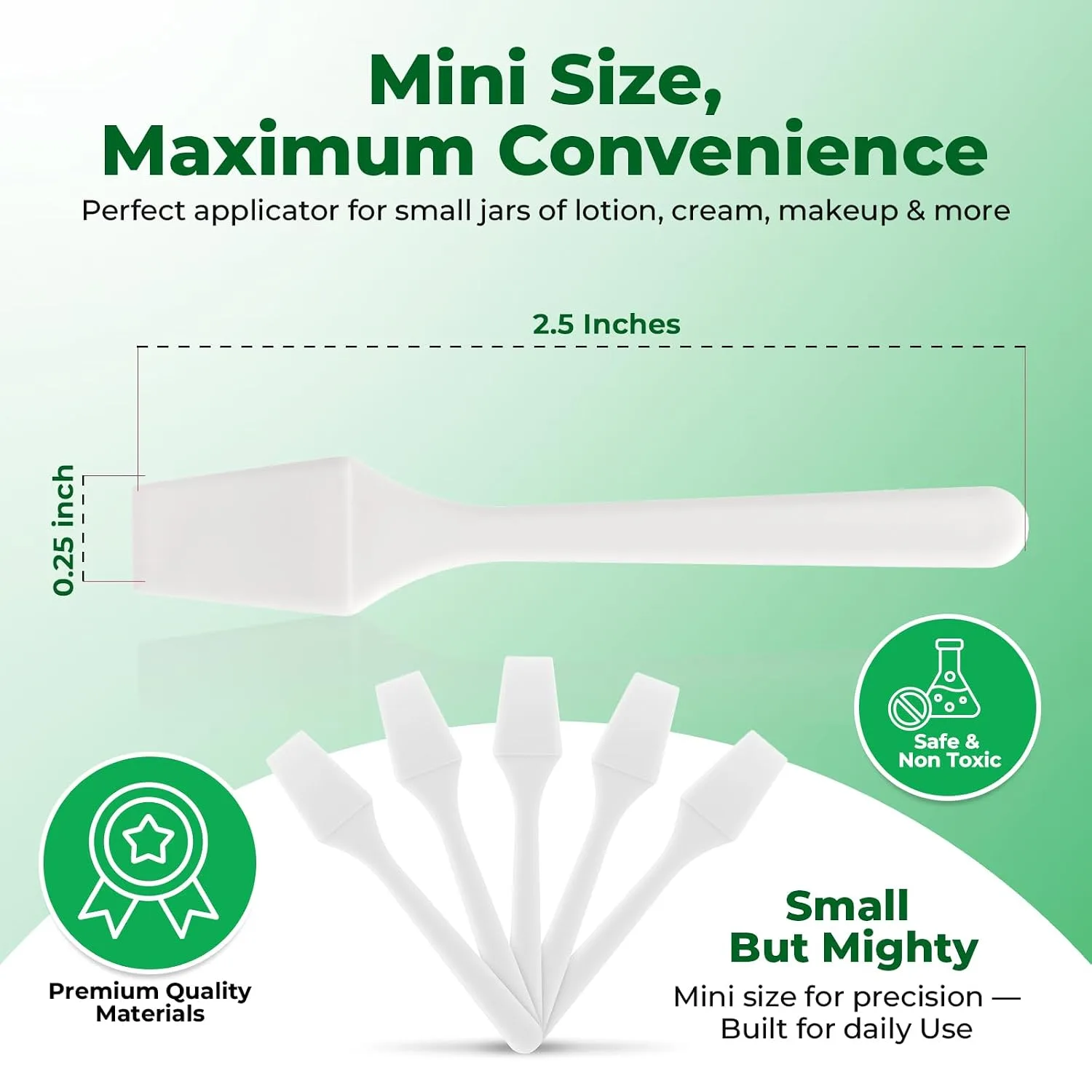 Kopperko Mini Skin Care Spatula, 2.5 Inch, 100 Pack, White