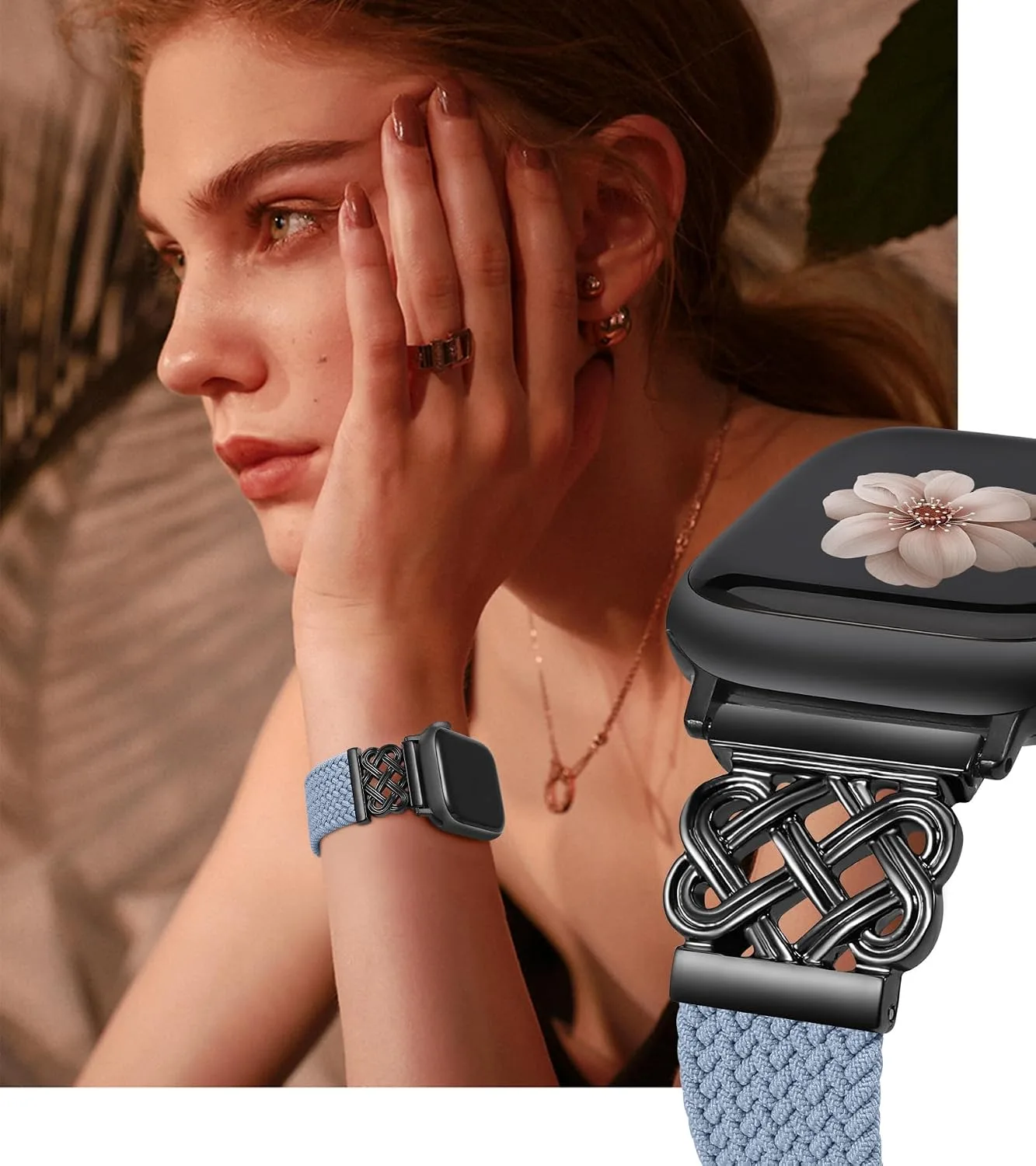 Braided Stretchy Band with Magnetic Clasp for Apple Watch Bands Women Men